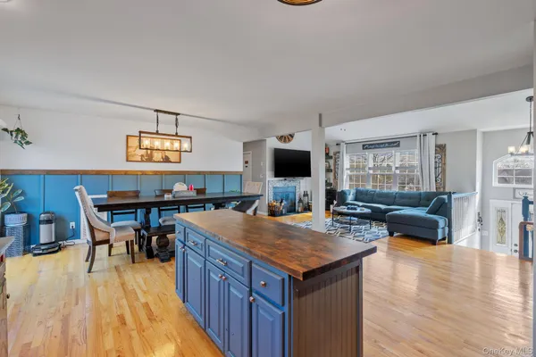 a kitchen with a stove and a table