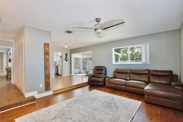 a living room with furniture and a couch