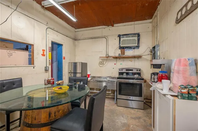 a view of a city street from a building