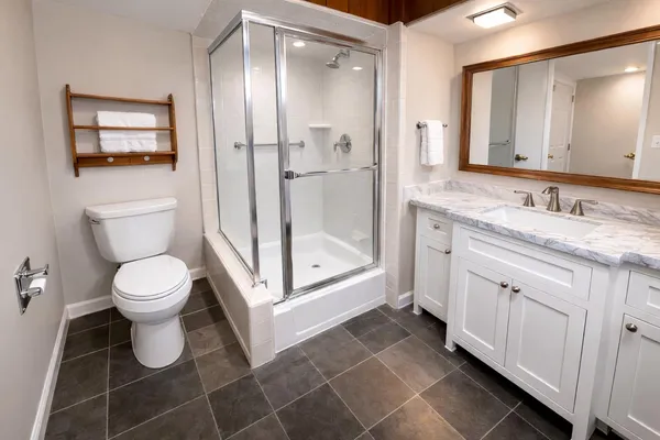 a bathroom with a toilet sink and a mirror