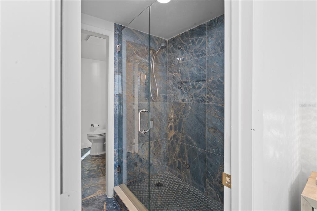 100 Pierce Street, Unit 908 Clearwater, FL 33756 - Photo 10 of 32 a bathroom with a glass shower door