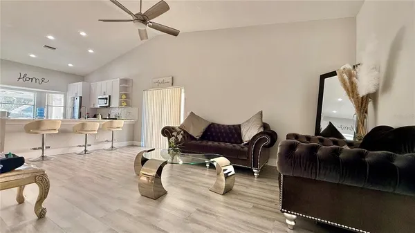 a living room with furniture