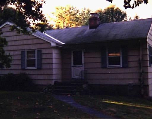 a front view of house with a garden