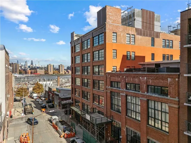 a city view with tall buildings