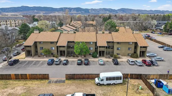 an aerial view of a house with garden