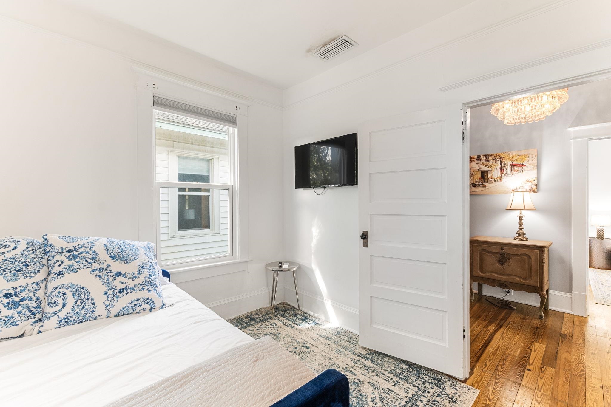 21 Saragossa Street St. Augustine, FL 32084 - Photo 11 of 66 Bedroom with hanging lights and light wood finished floors