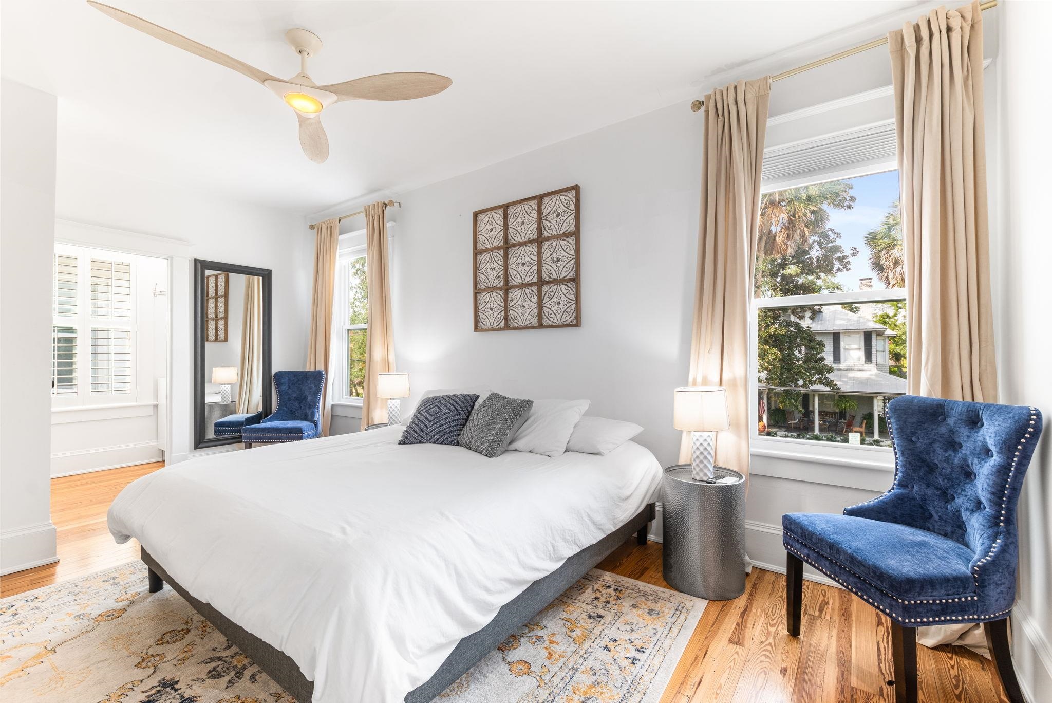 21 Saragossa Street St. Augustine, FL 32084 - Photo 4 of 66 Bedroom with light wood-style floors and a ceiling fan