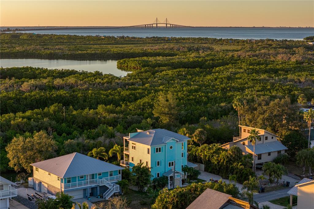 125 Burns Road Terra Ceia, FL 34250 - Photo 80 of 90 an aerial view of a house with a lake view