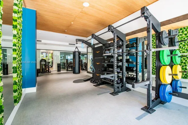 a view of a room with gym equipment