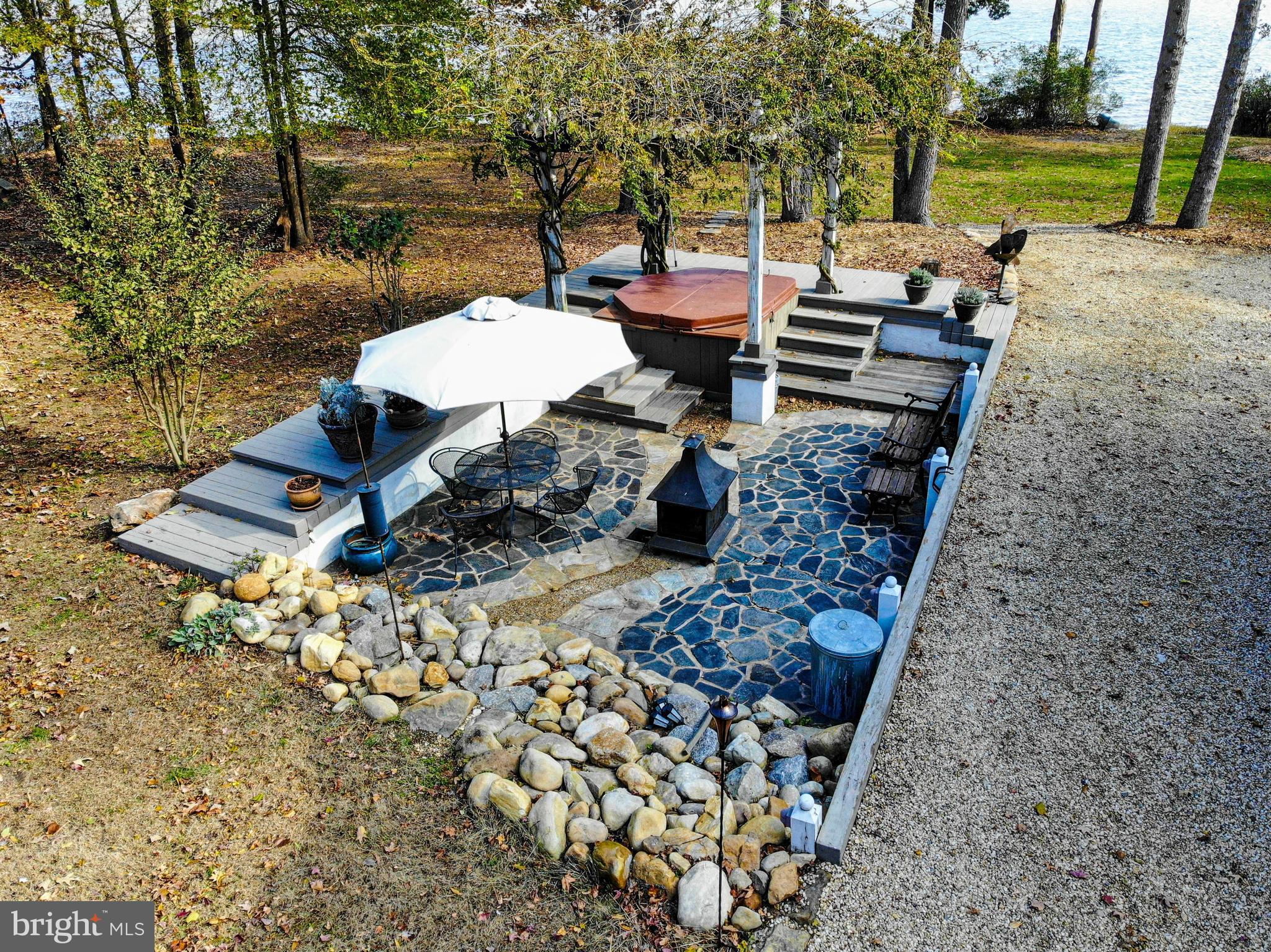 4610 Friendship Acres Road Nanjemoy, MD 20662 - Photo 77 of 84 Sunken patio hot tub pergola w/ wisteria