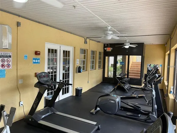 a room with gym equipment