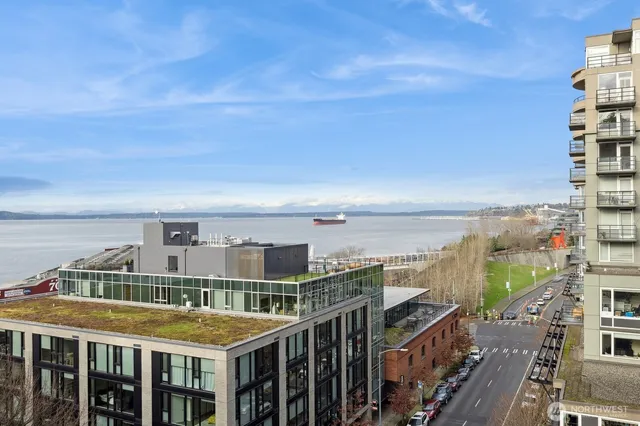 a view of building with ocean view