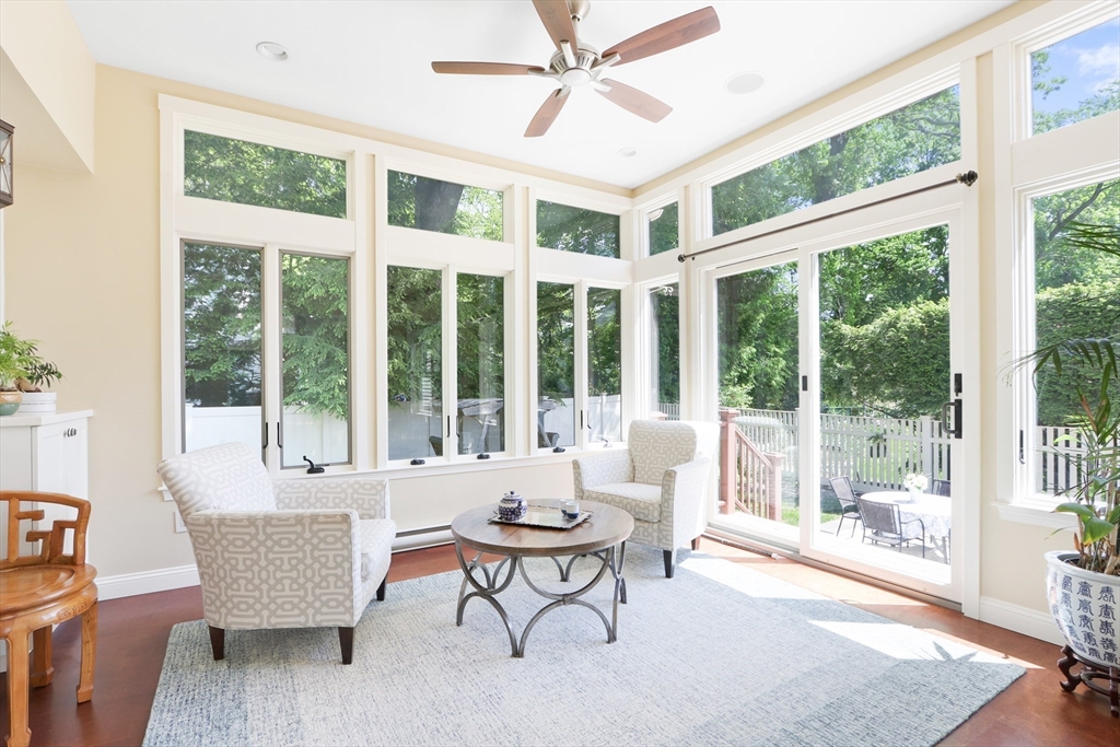 66 Avalon Road Needham, MA 02492 - Photo 11 of 39 a living room with furniture and a window with garden view