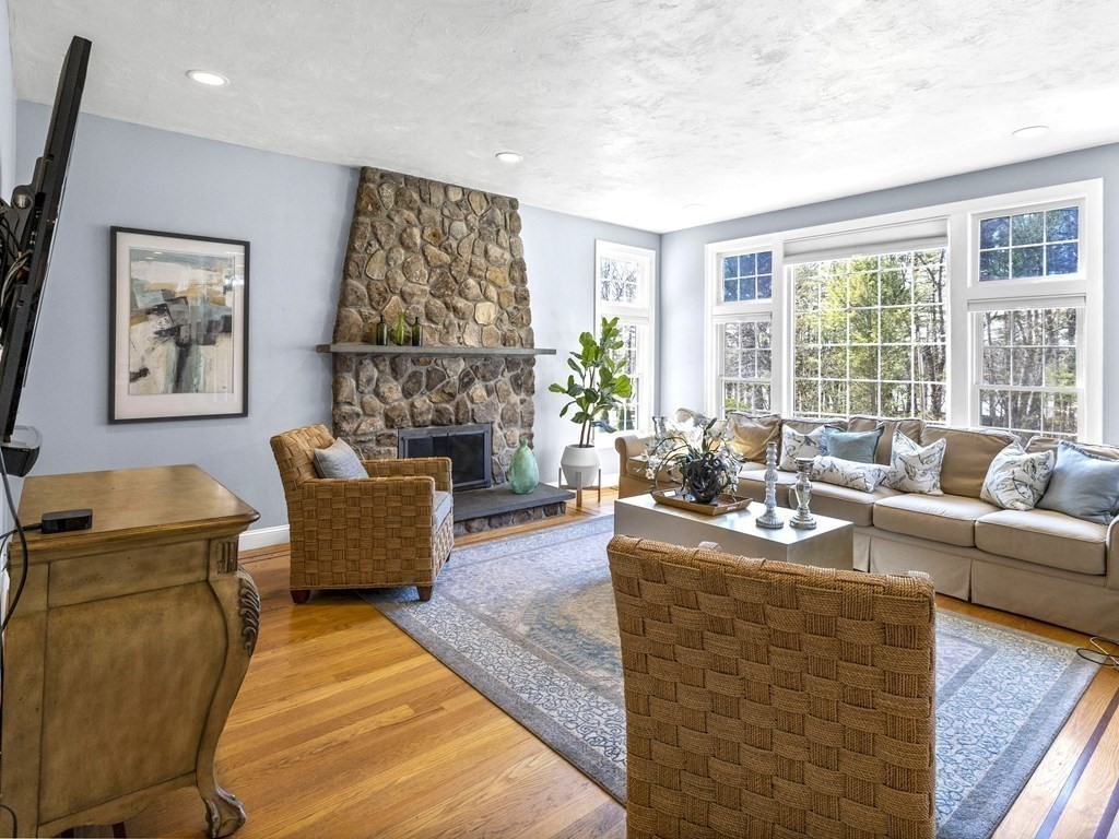 23 Vesta Road Natick, MA 01760 - Photo 8 of 30 a living room with fireplace furniture and a large window