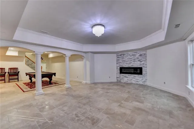 a view of a lake with houses