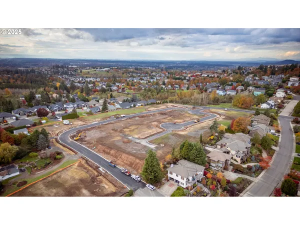 an aerial view of residential houses with city view