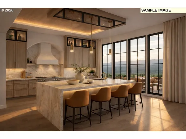 a kitchen with a dining table chairs and white cabinets