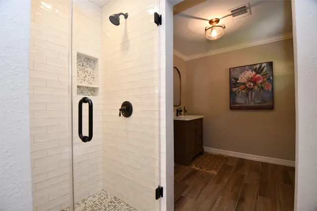 a bathroom with a shower