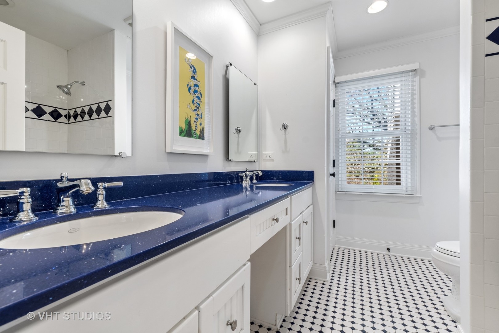 1850 South Ridge Road Lake Forest, IL 60045 - Photo 24 of 34 a bathroom with a granite countertop sink and a mirror