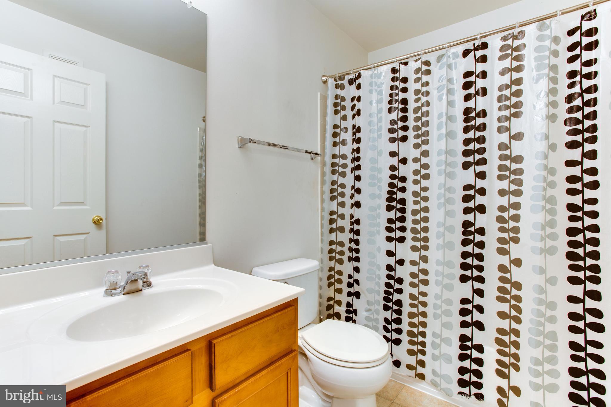 6020 Machen Road, Unit 177 Centreville, VA 20121 - Photo 22 of 30 a bathroom with a sink a toilet and a shower curtain