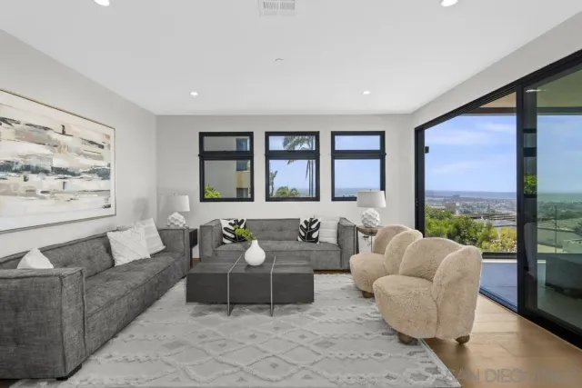 a balcony view with a couch