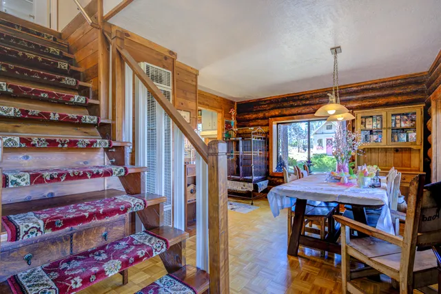 a bathroom with a sink vanity and mirror