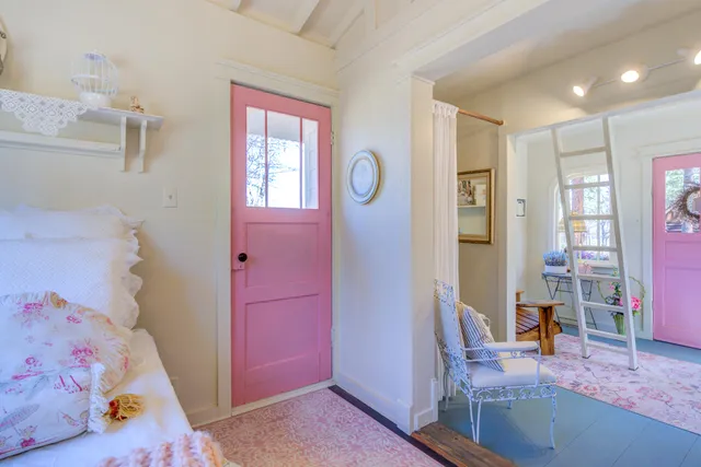 a backyard of a house with lots of green space