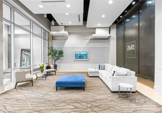 a living room with furniture and a couch