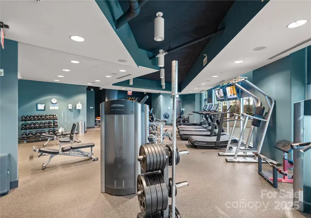 a view of a room with gym equipment