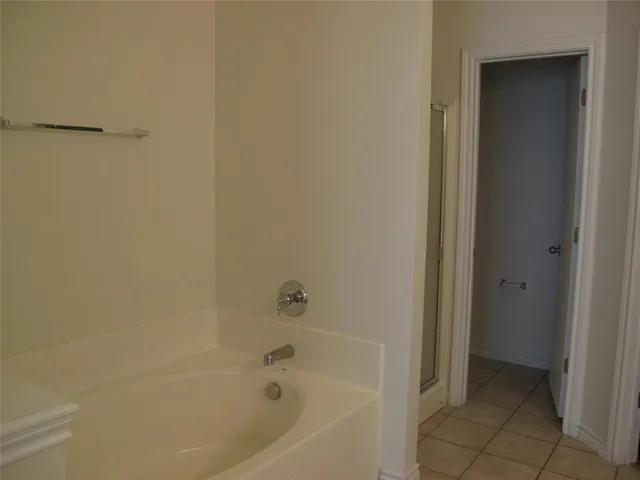 a bathroom with a bathtub