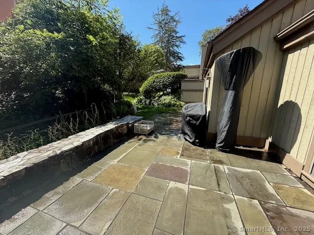 a view of a backyard with furniture