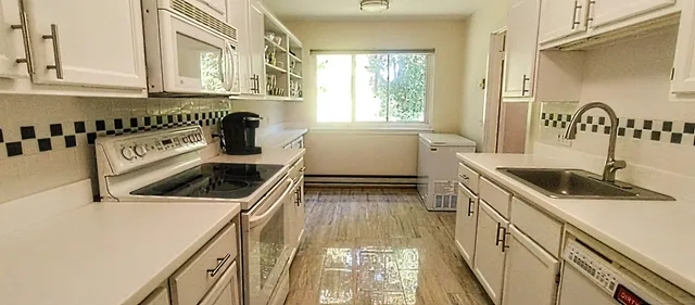 a kitchen that has a sink and a stove