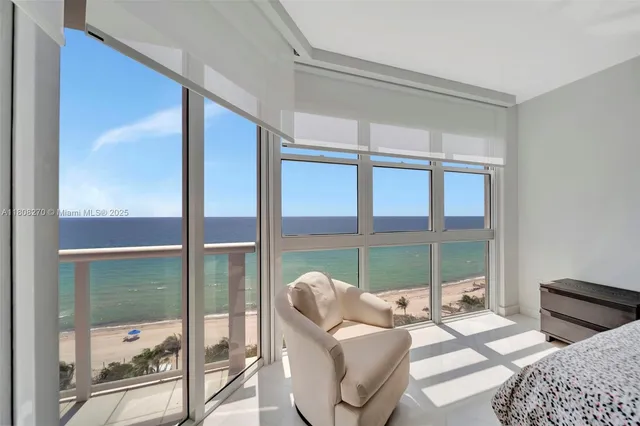 a balcony view with a couch