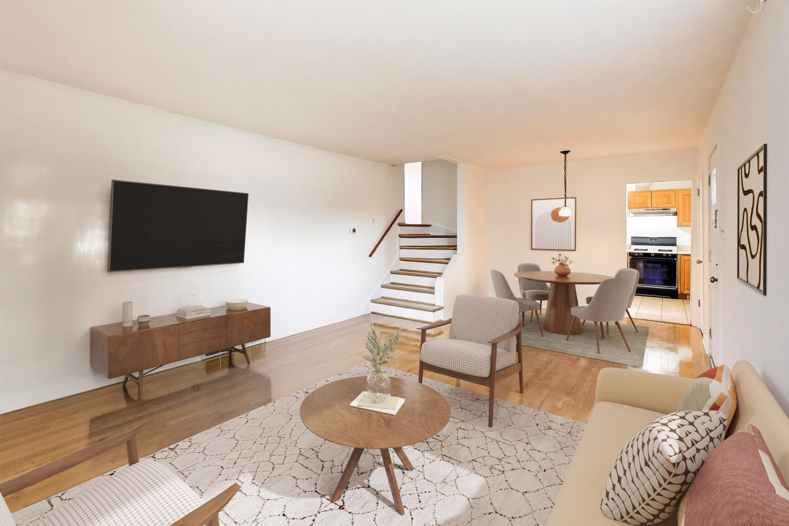 7332 Davis Street Morton Grove, IL 60053 - Photo 3 of 30 a living room with furniture and a flat screen tv