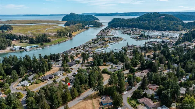 an aerial view of river residential houses with outdoor space and lake view