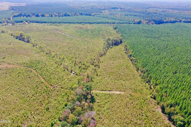 a view of a field with an ocean view