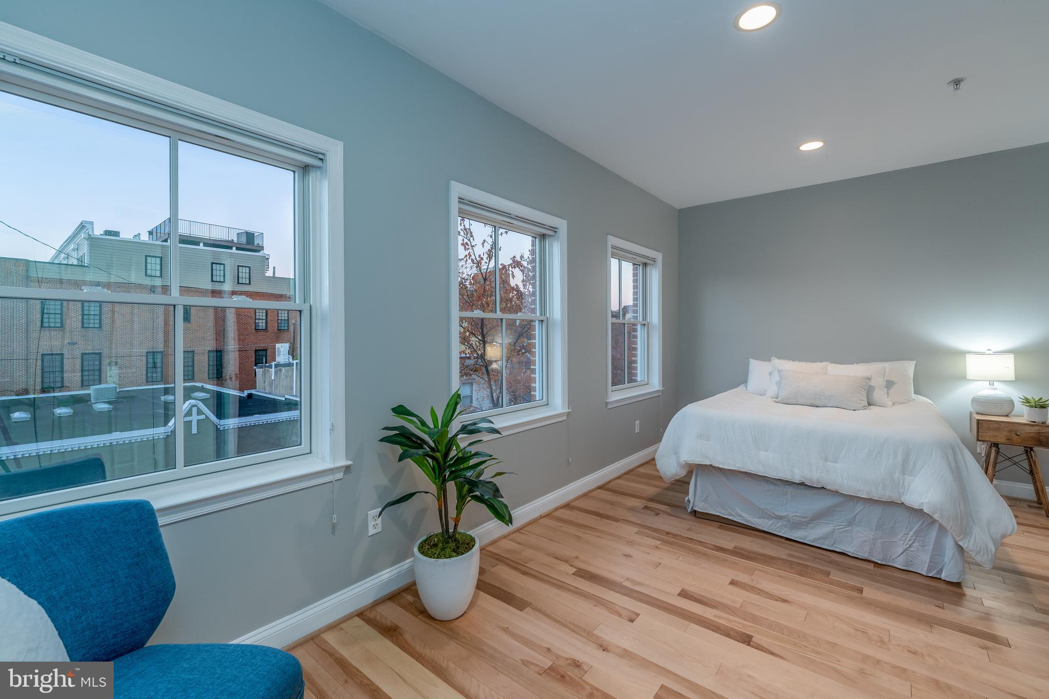 1715 Lancaster Street Baltimore, MD 21231 - Photo 23 of 68 a spacious bedroom with a large bed and a potted plant