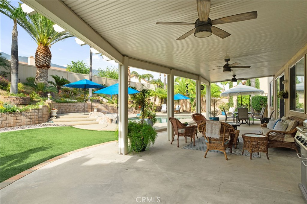 14178 Montclair Court Rancho Cucamonga, CA 91739 - Photo 32 of 45 covered patio with 3 ceiling fans, great entertaining space