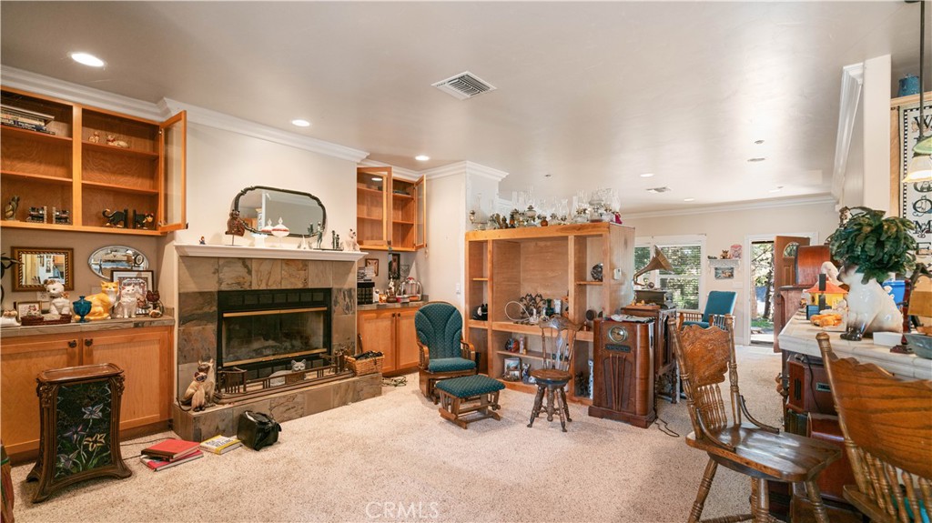 22070 Big Oak Road Cedarpines Park, CA 92322 - Photo 10 of 58 a living room with furniture a fireplace and potted plants