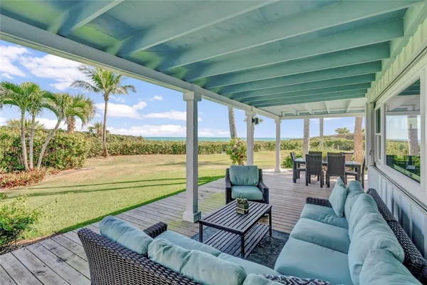 a view of a lake with a yard