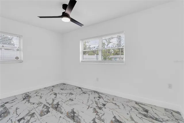 a view of a room with a window