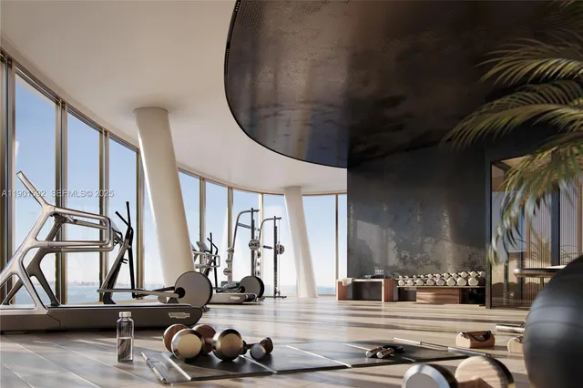 a room with gym equipment