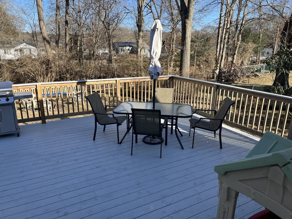 41 Lelland Road Stoughton, MA 02072 - Photo 23 of 29 a view of a deck with table and chairs and wooden floor