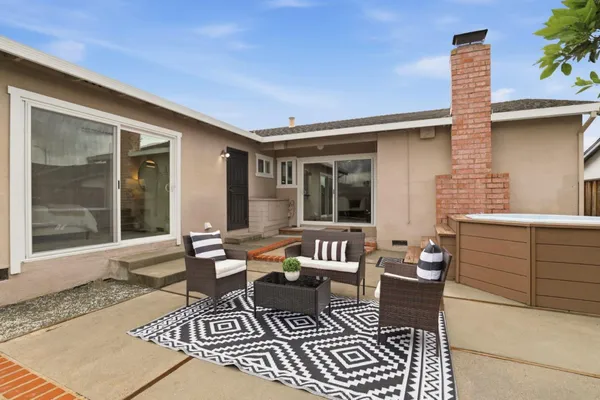 a outdoor living space with furniture