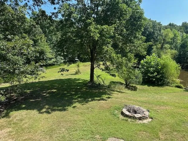 a view of a field with an trees