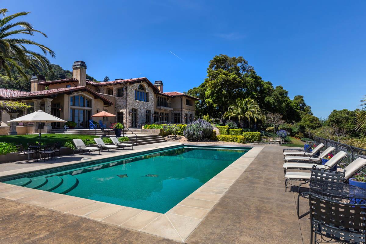 5660 Alpine Road Portola Valley, CA 94028 - Photo 31 of 39 a view of swimming pool with outdoor seating and yard