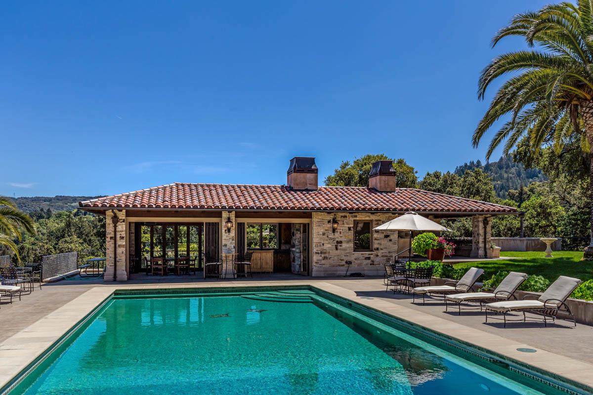 5660 Alpine Road Portola Valley, CA 94028 - Photo 34 of 39 a view of a house with swimming pool and sitting area