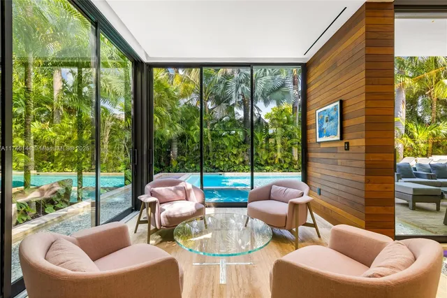 a view of a swimming pool with an outdoor space