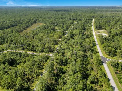 a view of a green field with lots of bushes