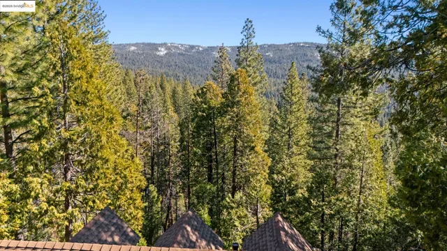 a view of a city with mountains in the background